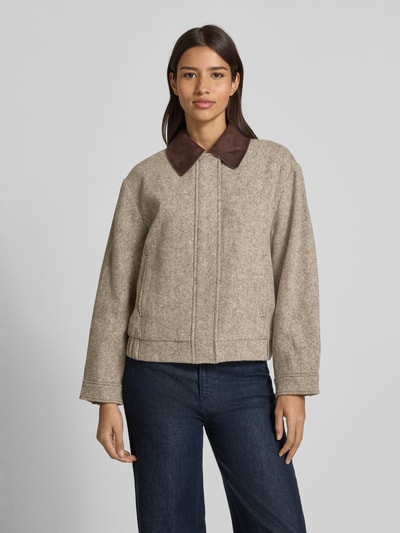 Gant Regular Fit Wolljacke Modell 'Contrast' Mittelbraun 4