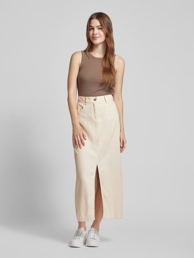 Soyaconcept Linnen rok met loopsplit, model 'Ina' Zand - 1