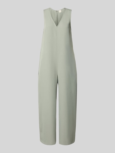 Produktfoto, Jumpsuit mit V-Ausschnitt von Calvin Klein Womenswear in hellem Grau, ärmellos, Relaxed Fit, unifarbene Optik, seitliche Eingrifftaschen, glatte Textur
