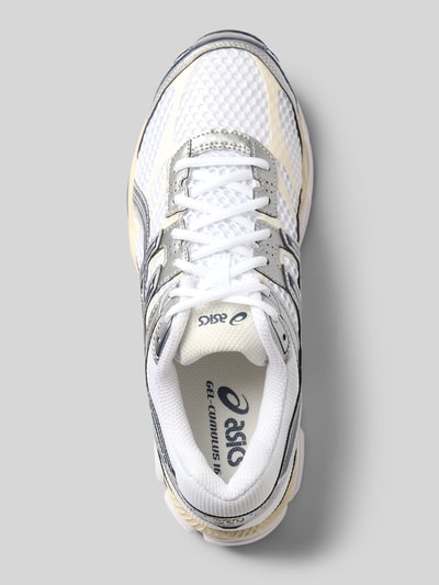 Produktfoto, sneakersy Sneaker mit Kontraststreifen Modell 'GEL-CUMULUS' von ASICS TIGER, kolor biały z paskami w kontrastowym kolorze, zaokrąglony kształt, wiązanie, wysokość obcasa w rozmiarze 44: 4 cm, wysokość cholewki w rozmiarze 44: 7 cm, szerokość cholewki w rozmiarze 44: 9 cm