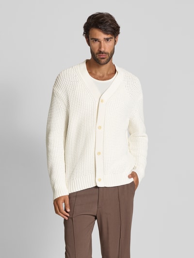 SELECTED HOMME Regular Fit Strickjacke aus reiner Baumwolle Modell 'DERECK' Offwhite 4