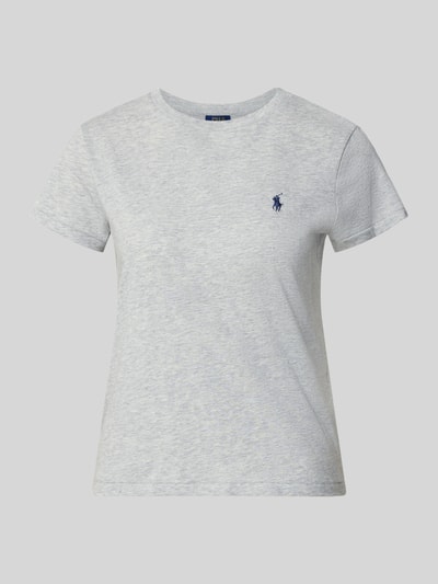 Productfoto, lichtgrijs Regular Fit t-shirt uit puur katoen van Polo Ralph Lauren, effen structuur, Dames t-shirt van Polo Ralph Lauren