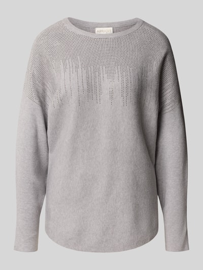 Apricot Strickpullover mit Ziersteinbesatz Mittelgrau 2