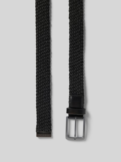 Produktfoto, Gürtel in Flecht-Optik mit Dornschließe von CK Calvin Klein, schwarzer Material-Mix mit Stretch und klassischer Form, 3 cm breit.