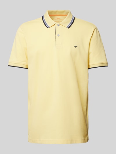 Fynch-Hatton Regular Fit Poloshirt mit Kontraststreifen Hellgelb 2