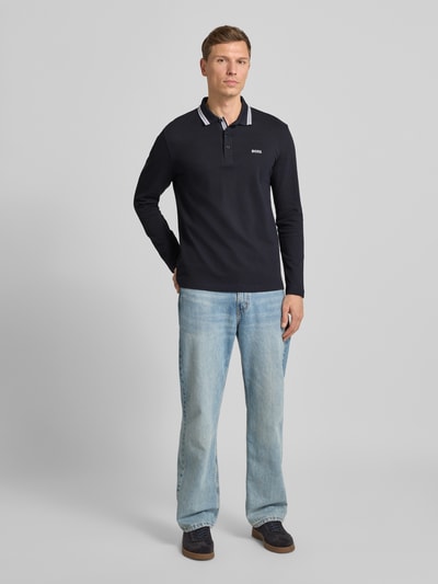 BOSS Green Koszulka polo o kroju regular fit z czystej bawełny model ‘PLISY’ Granatowy 1