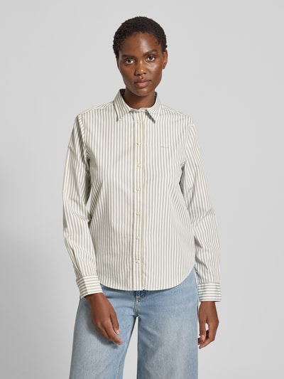 Gant Hemdbluse mit Logo-Stitching und abgerundetem Saum Dunkelgruen 4
