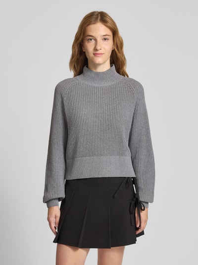 Noisy May Gebreide pullover met opstaande kraag, model 'DARA' Middengrijs - 4