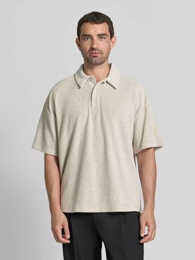 American Vintage relaxed fit poloshirt met knoopsluiting model 'BIEBAY' Lichtgrijs - 4
