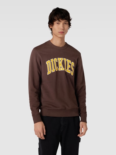 Dickies Sweatshirt mit Label-Stitching Modell 'AITKIN' Dunkelbraun 4