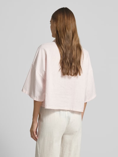 VILLA SOPHIE Korte blouse van een mix van linnen en katoen, model 'Quinn' Roze - 5