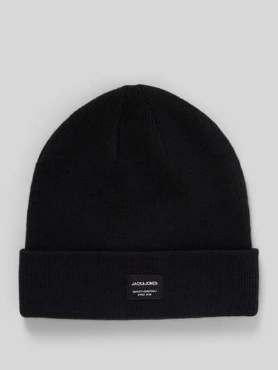 Jack & Jones Czapka beanie z detalem z logo Czarny 1