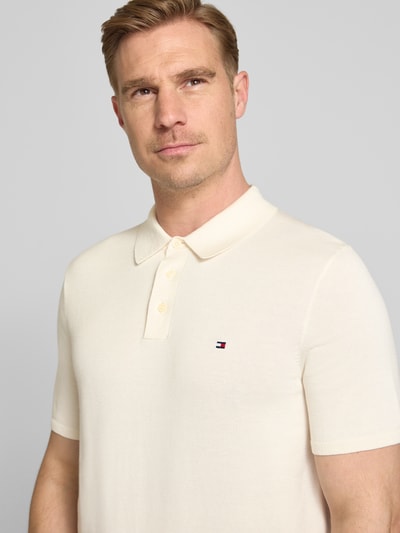 Tommy Hilfiger Regular Fit Strick-Poloshirt aus reiner Baumwolle Ecru 3