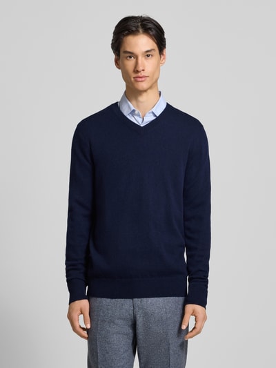 Christian Berg Men Strickpullover aus Wolle-Kaschmir-Mix mit V-Ausschnitt Marine 4