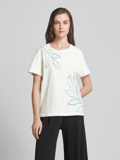 Tom Tailor T-shirt met motiefprint en -stitching Offwhite - 4