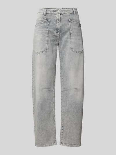 Productfoto, grijze Barrel Fit Jeans uit katoenmix model 'OCEAN' van Cambio, denimlook, verkort, high waist, 5-pocketmodel