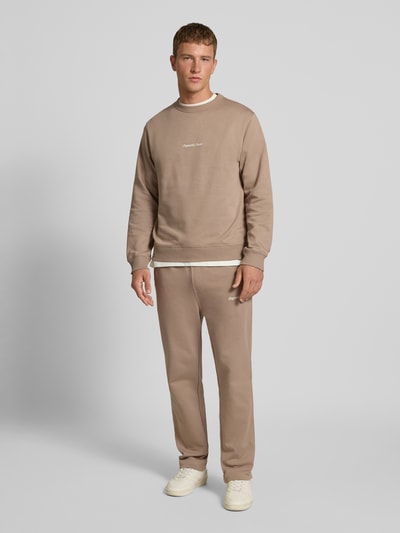 Jack & Jones Sweatshirt met ronde hals en labelstitching Beige - 1