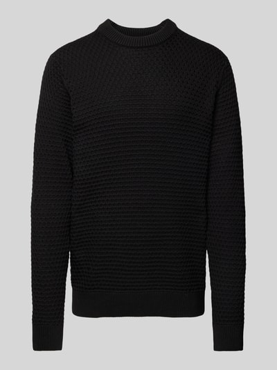 Casual Friday Gebreide pullover met structuurmotief, model 'Karl' Zwart - 2