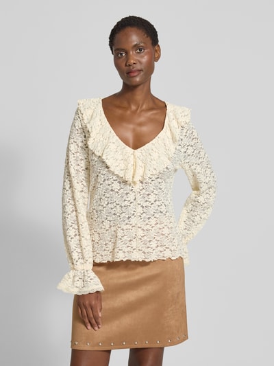 Zero Bluzka z dekoltem w serek Écru 4