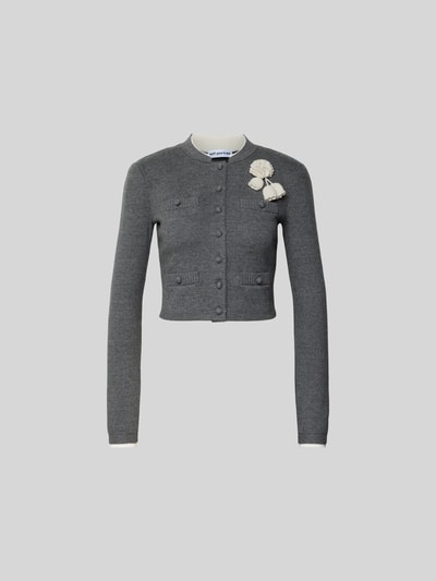 Self-Portrait Cropped Jacke in Strick-Optik Mittelgrau 2