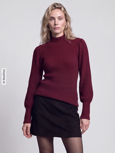 ONLY Sweter z bufiastymi rękawami model 'ONLKATIA' Bordowy 4