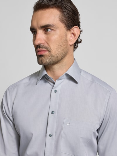 OLYMP Regular fit zakelijk overhemd van puur katoen Lichtgrijs - 3