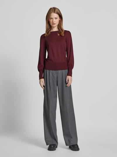 Zero Gebreide pullover met boothals Bordeaux - 1