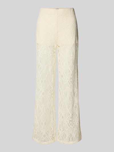 Jake*s Casual Broek met wijde pijpen en kant Offwhite - 2