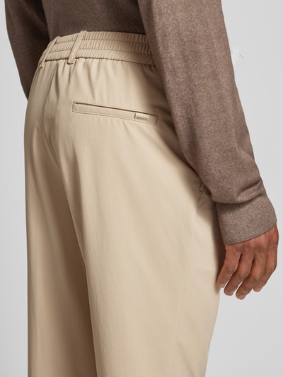 BOSS Tapered fit broek met riemlussen, model 'Genius' Beige - 3