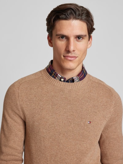 Tommy Hilfiger Wollen pullover met logostitching Camel - 3