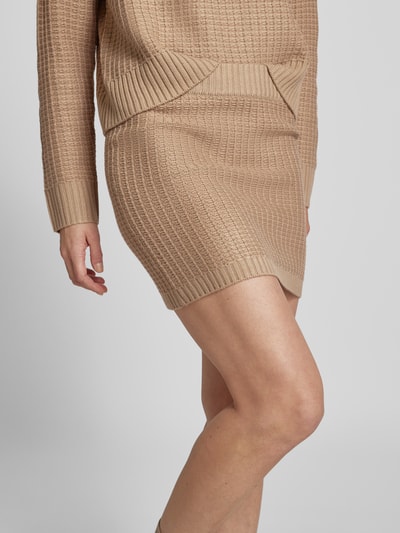 Vero Moda Gebreide minirok met elastische band, model 'OMEGA' Taupe - 3