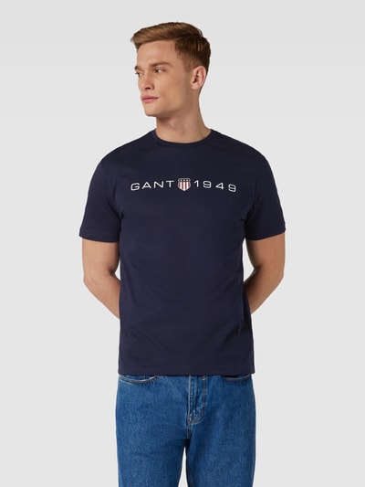 Gant T-shirt z nadrukiem z logo Granatowy 4