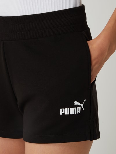 Puma Szorty z dzianiny dresowej o kroju regular fit z nadrukiem z logo  Czarny 3