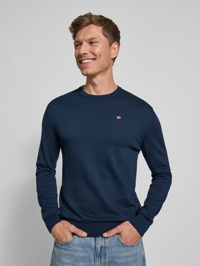 Napapijri Regular Fit Longsleeve mit Logo-Stitching Modell 'Droz' Marine 3