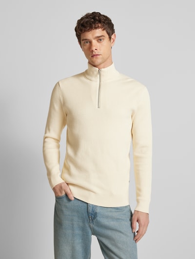 Only & Sons Regular fit gebreide pullover met opstaande kraag, model 'PHIL' Ecru - 4