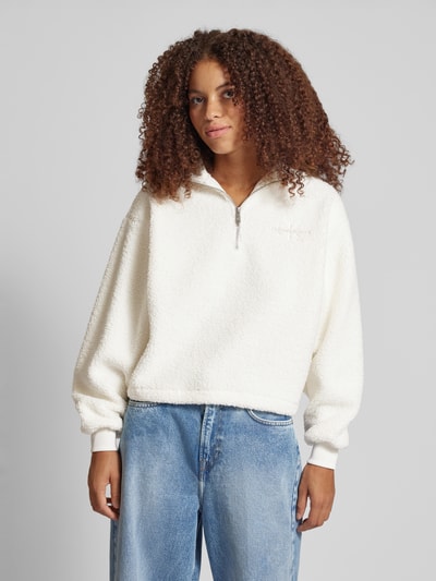 Calvin Klein Jeans Sherpa Sweatshirt mit Label-Stitching Ecru 4