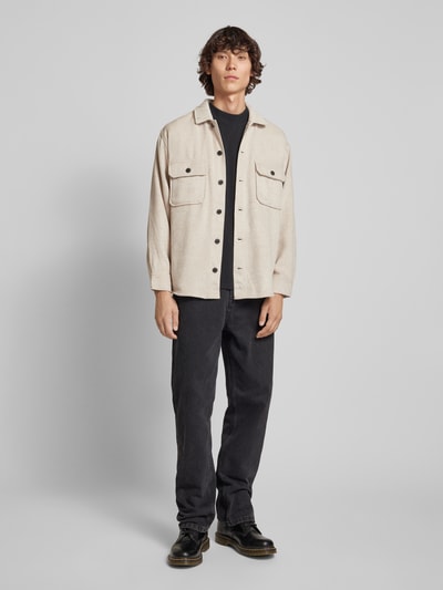 Jack & Jones Regular fit vrijetijdsoverhemd met paspelzakken op de borst Offwhite - 1