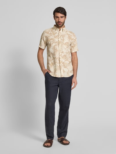 Gant Regular Fit Leinenhemd mit Button-Down-Kragen Beige 1