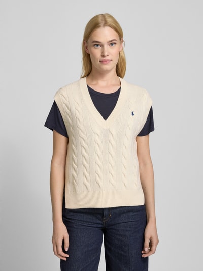 Polo Ralph Lauren Strickpullunder mit Zopfmuster Ecru 4
