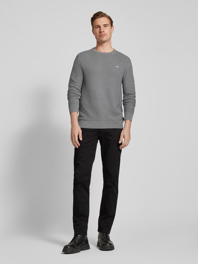 Gant Gebreide pullover met structuurmotief en ronde hals Donkergrijs gemêleerd - 1