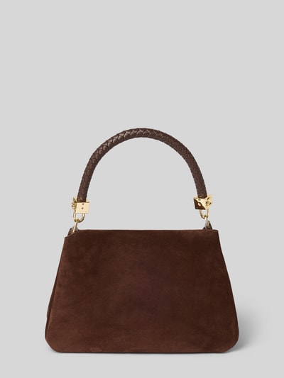Produktfoto, torebka z naturalnej skóry Coccinelle Handtasche aus echtem Leder Modell 'TIGGY' w kolorze brązowym, pleciony uchwyt, złote detale, klapka, Odpinany pasek na ramię, Główna przegroda z klapką, przegródki wewnętrzne, detal z logo, Szerokość w rozmiarze 1: 24 cm, Długość w rozmiarze 1: 18 cm, Głębokość w rozmiarze 1: 10 cm, długość paska na ramię w rozmiarze 1: 102 cm