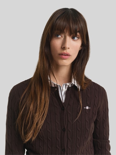 GANT Regular Fit Strickjacke aus Baumwoll-Mix Mittelbraun 3