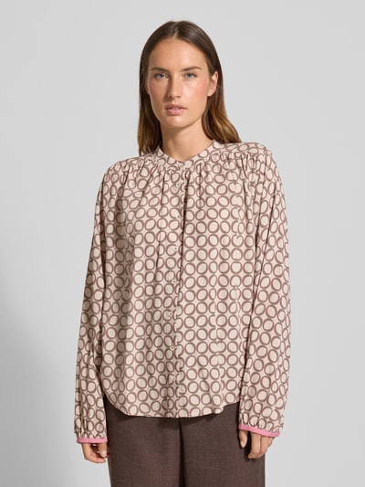 Emily Van den Bergh Regular Fit Bluse aus Viskose im Allover-Look Taupe 4