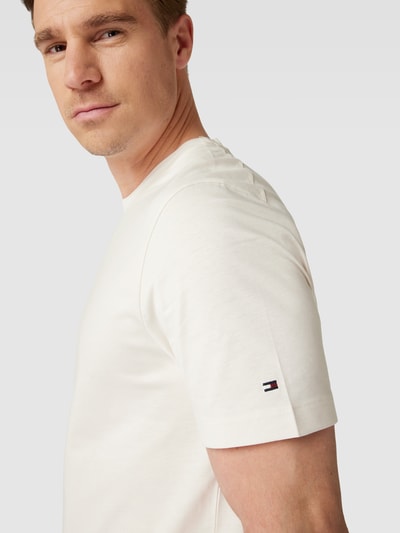 Tommy Hilfiger Tailored T-Shirt aus Baumwolle mit Rundhalsausschnitt Modell 'MERCERIZED' Offwhite 3