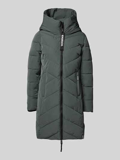 khujo Regular fit gewatteerde lange jas met logoprint, model 'Darka' Donkergroen - 2