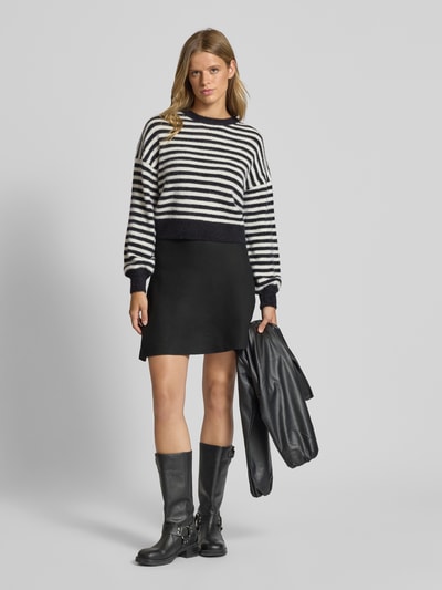 Only Relaxed fit gebreide pullover met all-over motief, model 'PIUMO' Metallic zwart - 1