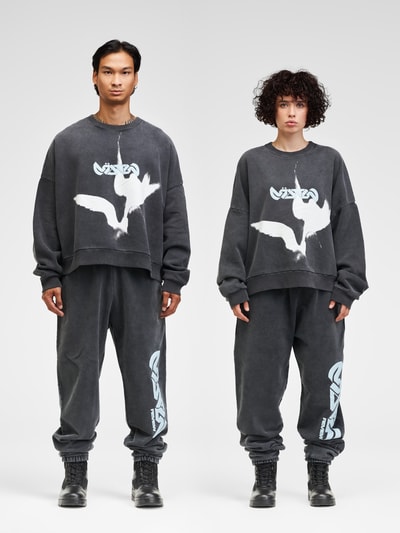 Review X MATW Sweatshirt in gewassen look met MATW-print - MATW x REVIEW Donkergrijs - 6