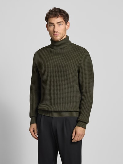 SELECTED HOMME Regular fit coltrui in wafelstructuur, model 'TOM' Donkergroen - 4