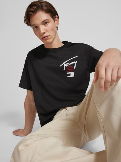 Tommy Jeans Regular fit T-shirt met labelprint Zwart - 3