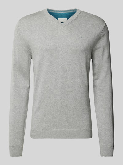 Tom Tailor Regular fit gebreide pullover met V-hals Lichtgrijs - 2